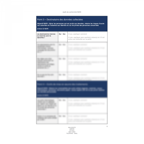 Mod Le Questionnaire Audit De Conformit Rgpd Audit Rgpd